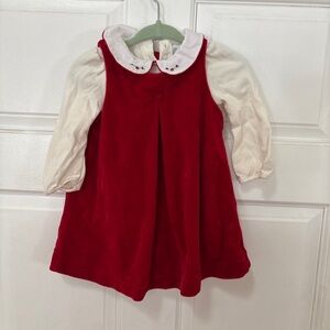 Red Dress and Ivory Long Sleeve Onesie
